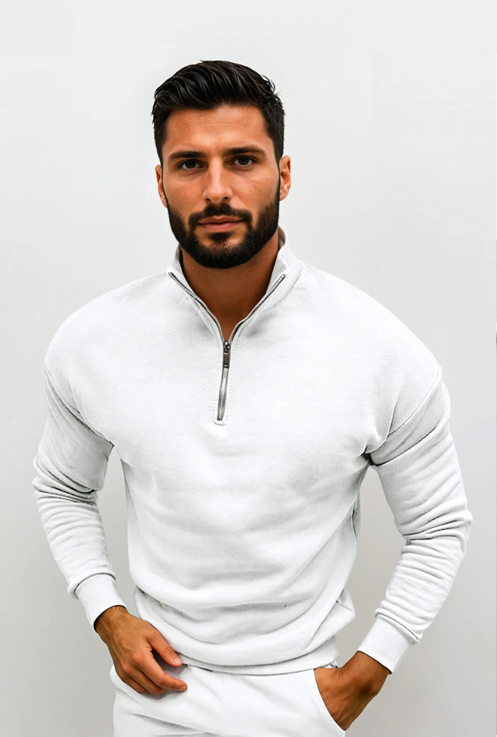 Pull homme Lorence, demi-zip, maille de qualité, un indispensable mode pour l'hiver.