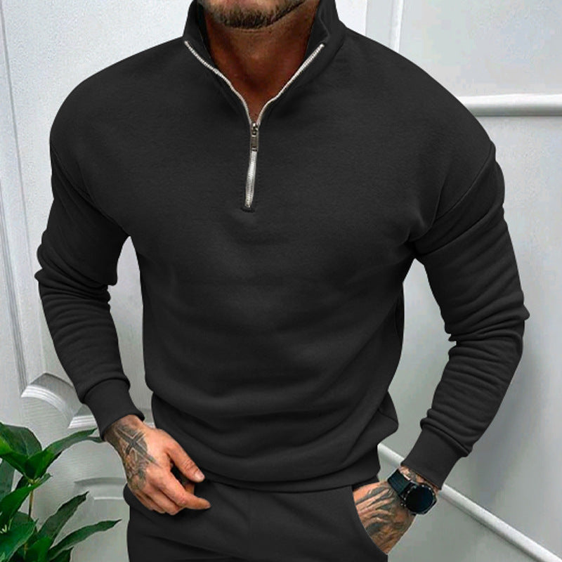 Élégant pull homme demi-zip Lorence, maille de qualité, idéal pour le bureau ou loisirs.