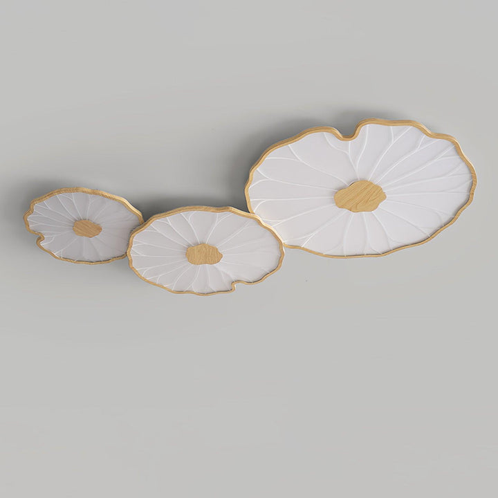 Luminaire intérieur LED Solara, feuille de lotus, bois noyer, éclairage élégant pour salle à manger.