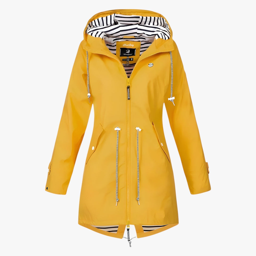 Veste parka imperméable femme élégante, idéale pour la pluie. Coupe-vent stylé automne-printemps.