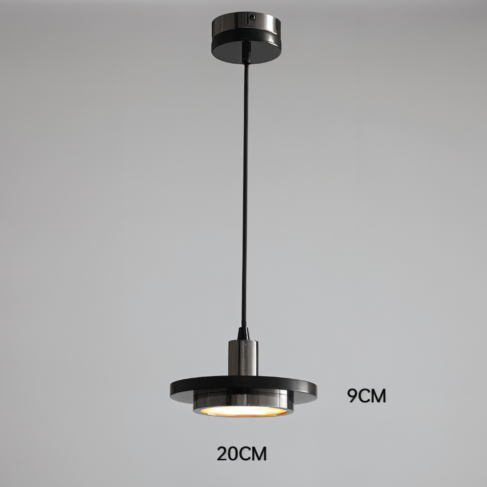 Lampe de plafond moderne, design double, avec éclairage LED chaleureux pour la salle à manger.