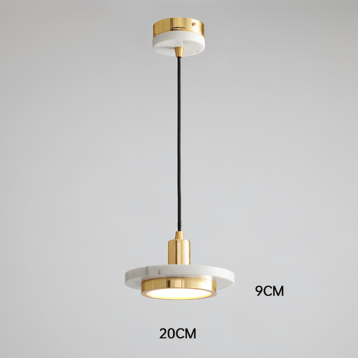 Suspension LED design double, luminaire contemporain, parfait pour un salon moderne et stylé.