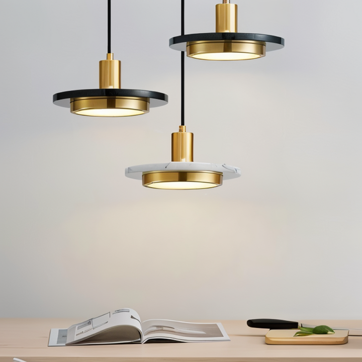 Luminaire plafond LED moderne, design double, éclairage intérieur élégant pour cuisine.