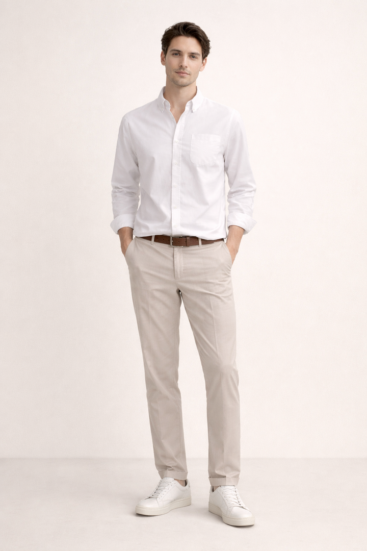 Chemise à manches longues pour hommes, col classique. Vêtement polyvalent, look décontracté ou élégant.