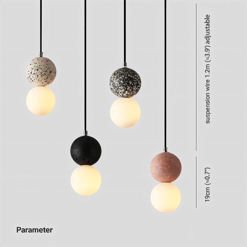 LumeGlobe, suspension design double boule en verre pour un éclairage de qualité et ambiance.