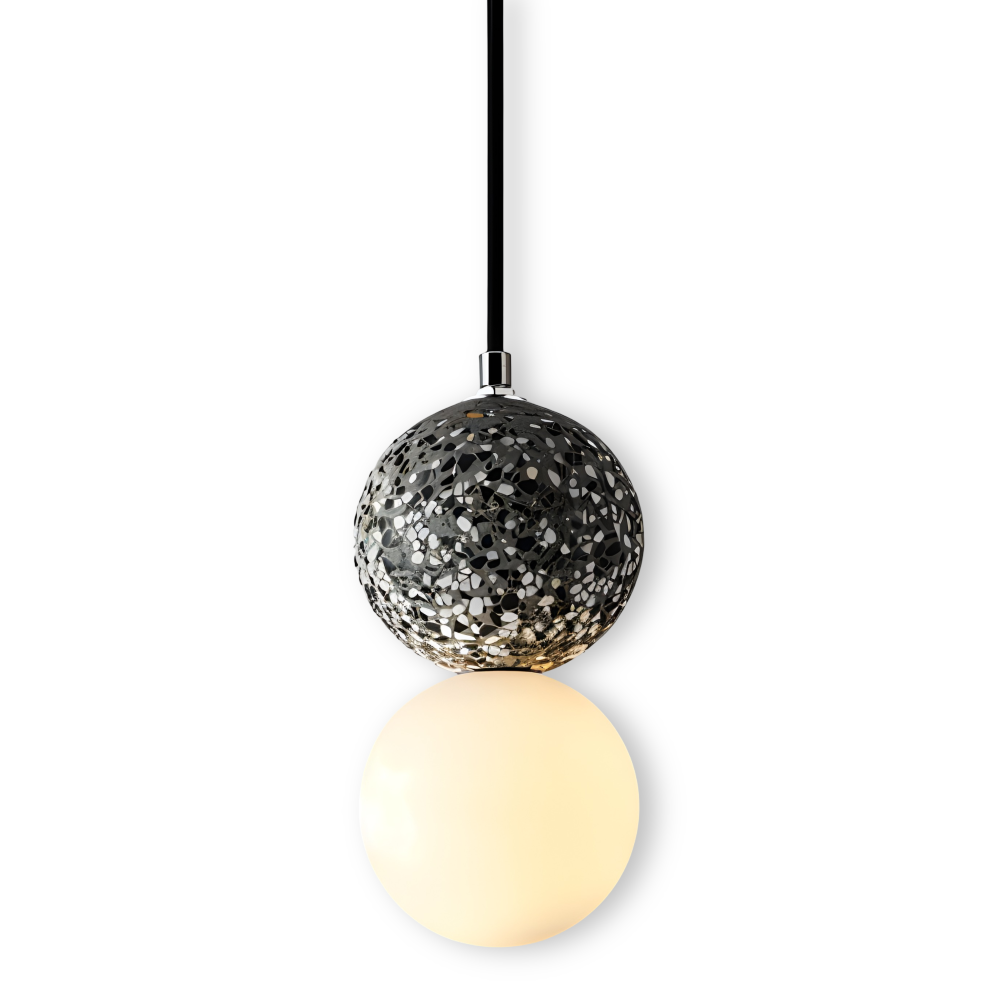 Luminaire design double boule LumeGlobe, verre, crée une ambiance raffinée et chic.