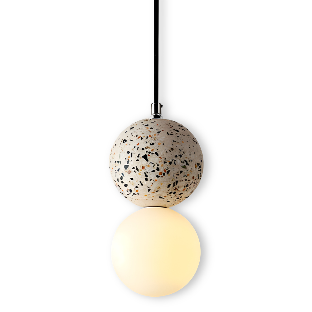 Plafonnier LumeGlobe contemporain, double boule de verre, idéal pour table à manger.