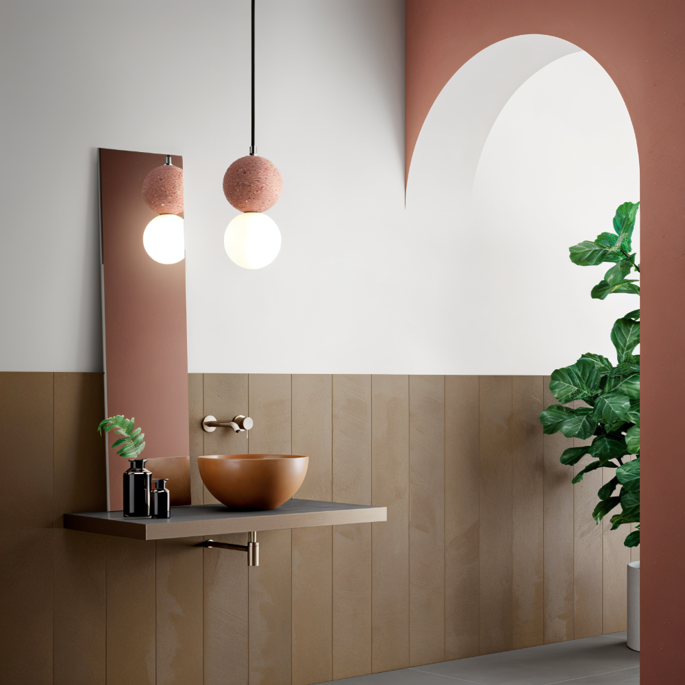 Plafonnier chic et moderne, LumeGlobe double boule, apporte une ambiance élégante.