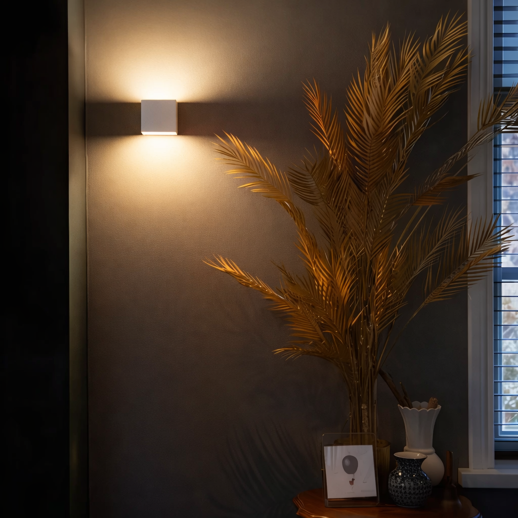 Lampe murale LED étanche avec détecteur de mouvement, éclairage moderne pour intérieur et extérieur.
