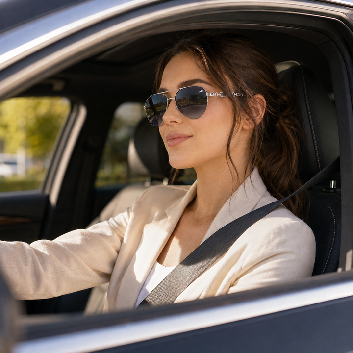 Indispensables de l'été: lunettes de soleil femme polarisées aviateur, protection UV400 élégante.