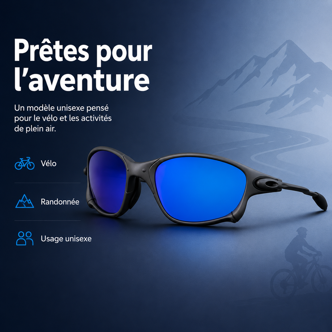 Lunettes de soleil Trail Valley bleues, légères et unisexe, idéales pour toutes activités sportives en extérieur.