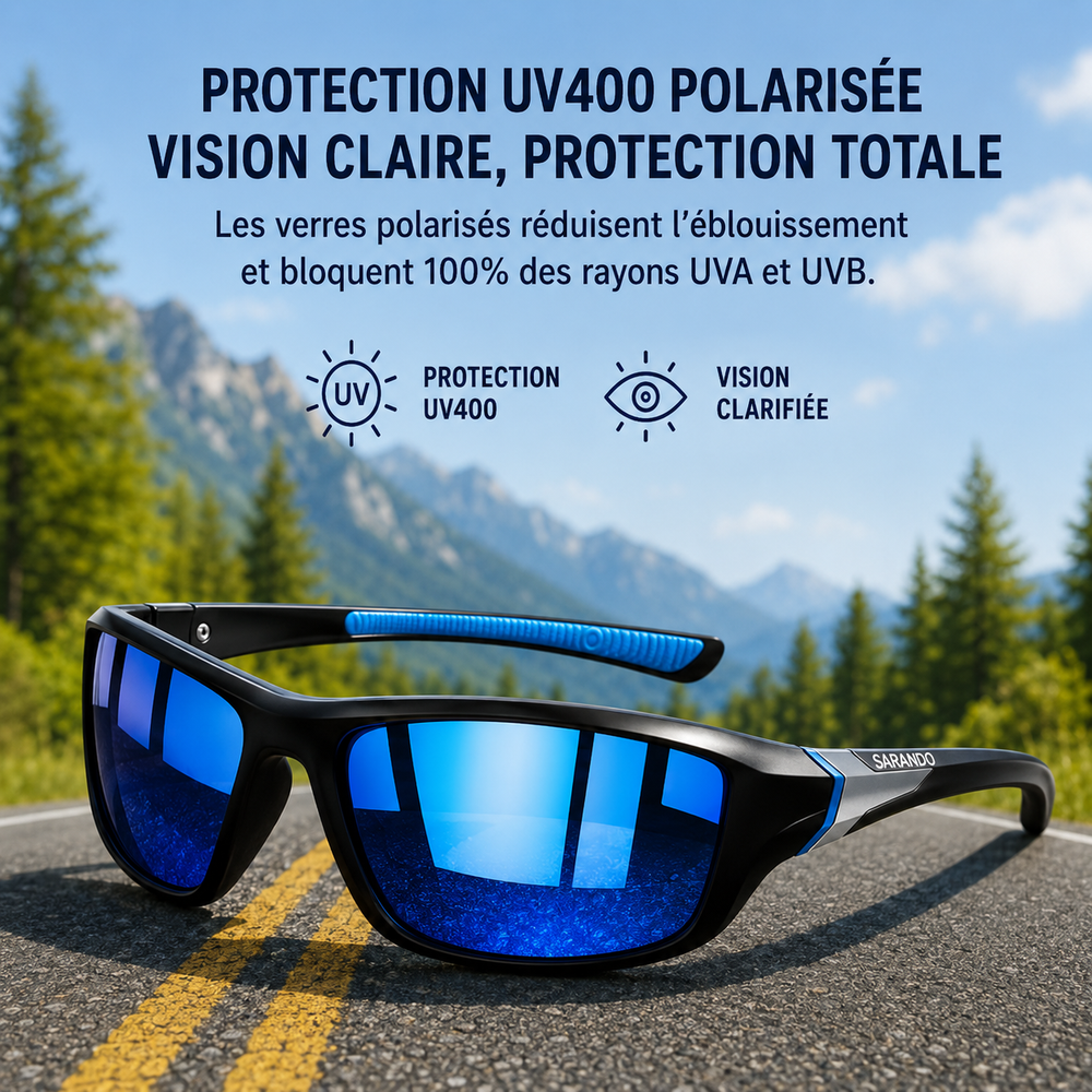 Confort visuel optimal avec ces lunettes soleil polarisées hommes, anti-éblouissement et verres couleurs stylés.