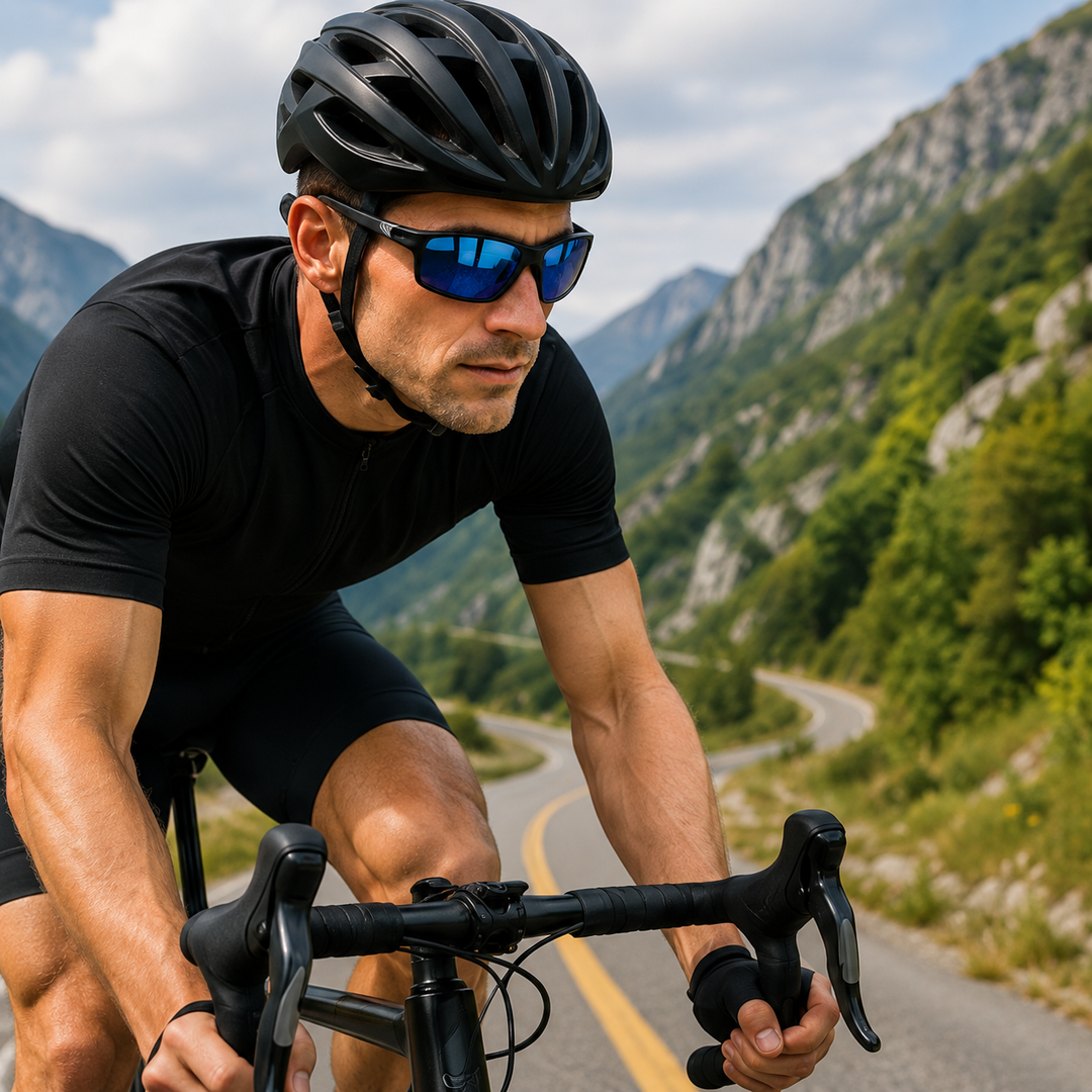Lunettes soleil hommes polarisées, verres couleurs, protection UV400. Légères, elles allient style et confort visuel.