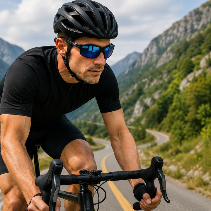 Lunettes soleil hommes polarisées, verres couleurs, protection UV400. Légères, elles allient style et confort visuel.
