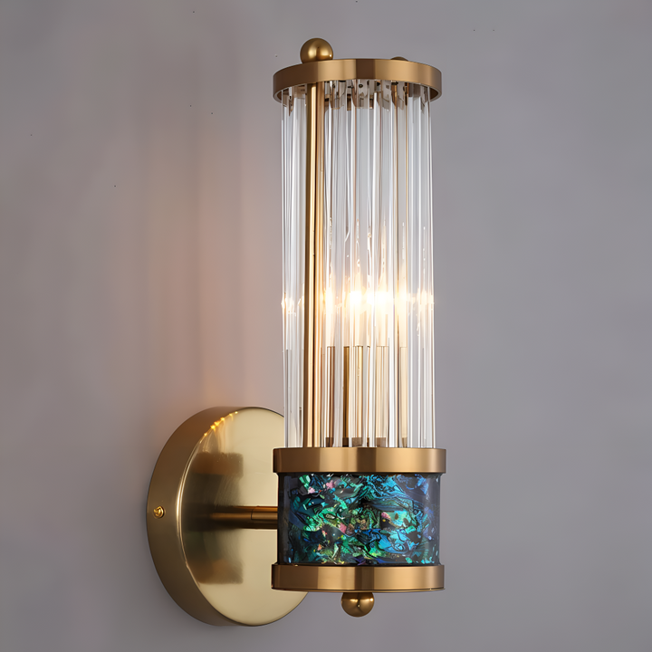 Lumière murale LED, doré, ambiance chaleureuse pour le salon. Design luxe et économie.