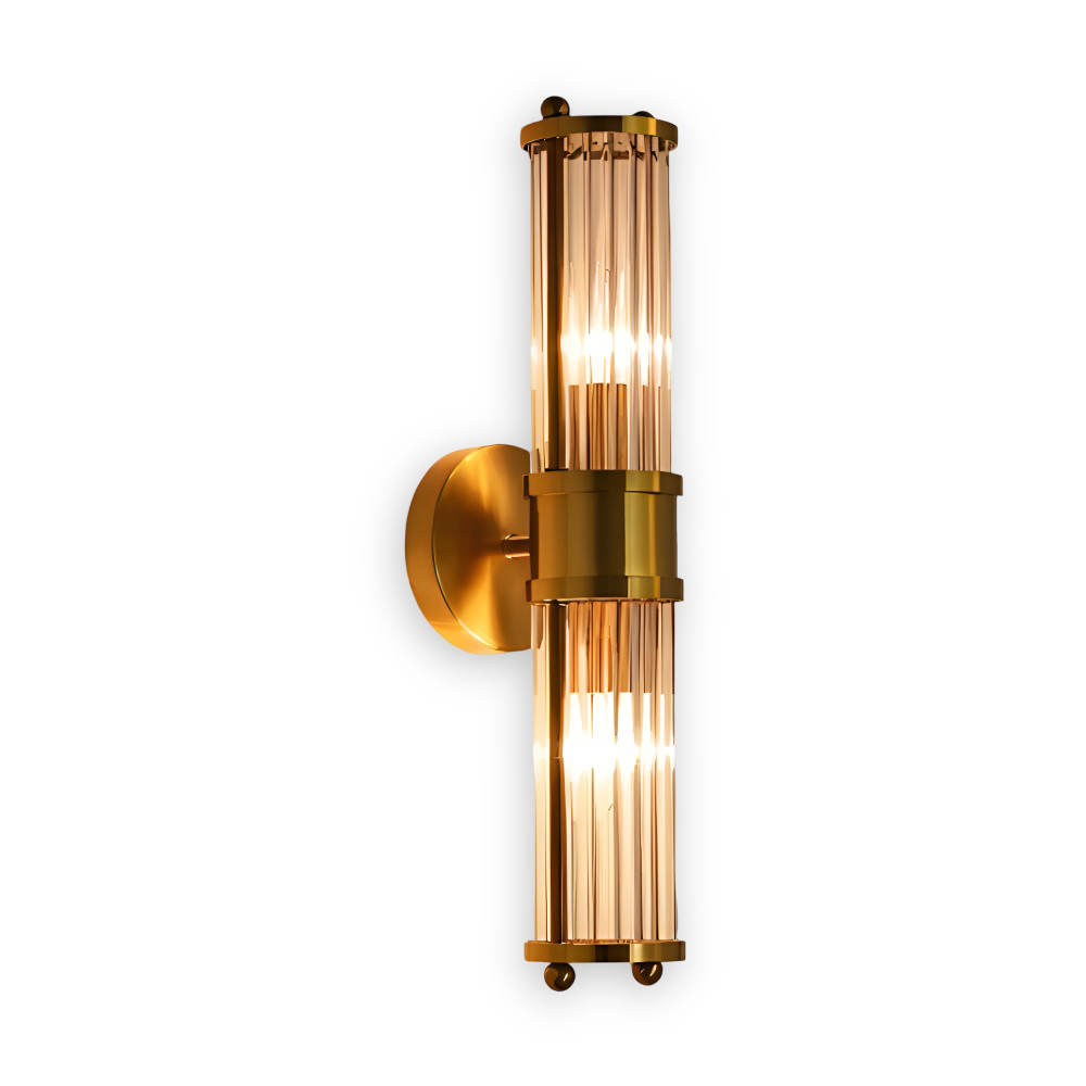 Applique moderne LED dorée, cristal, économie d'énergie. Luminaire pour un intérieur luxe.