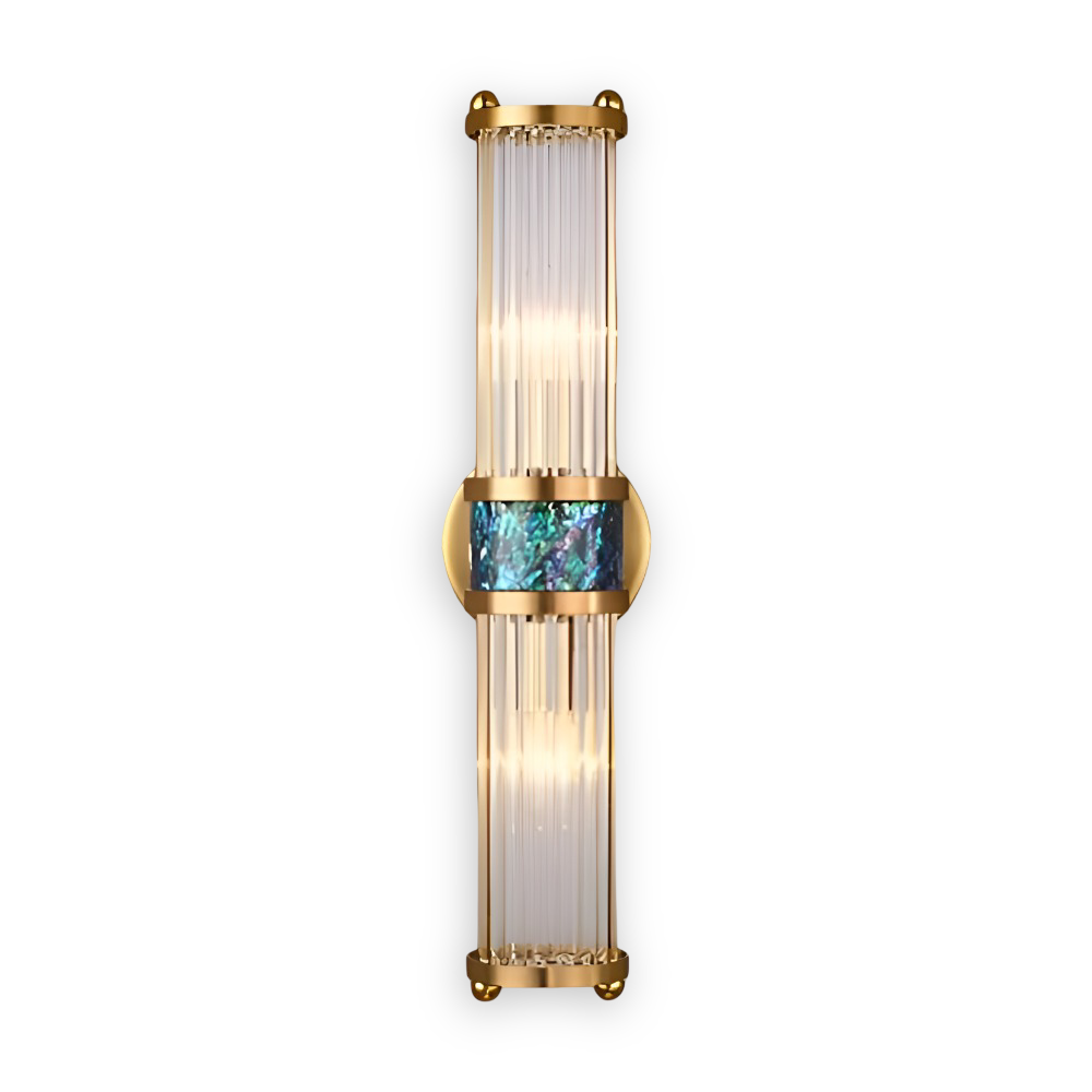 Décoration murale LED, cristal doré, design luxe. Applique moderne pour toute pièce.
