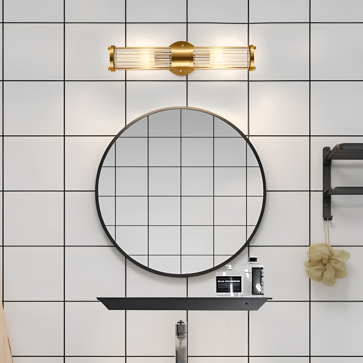 Applique LED en cristal doré, économie d'énergie. Décoration murale élégante et moderne.