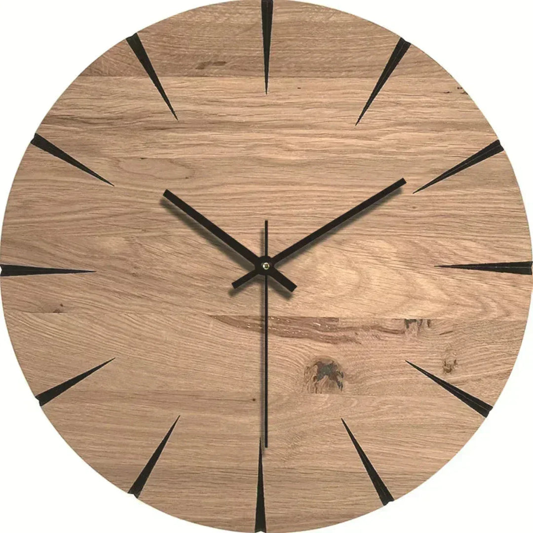 Décoration murale élégante : horloge silencieuse grand format effet bois pour un intérieur zen.