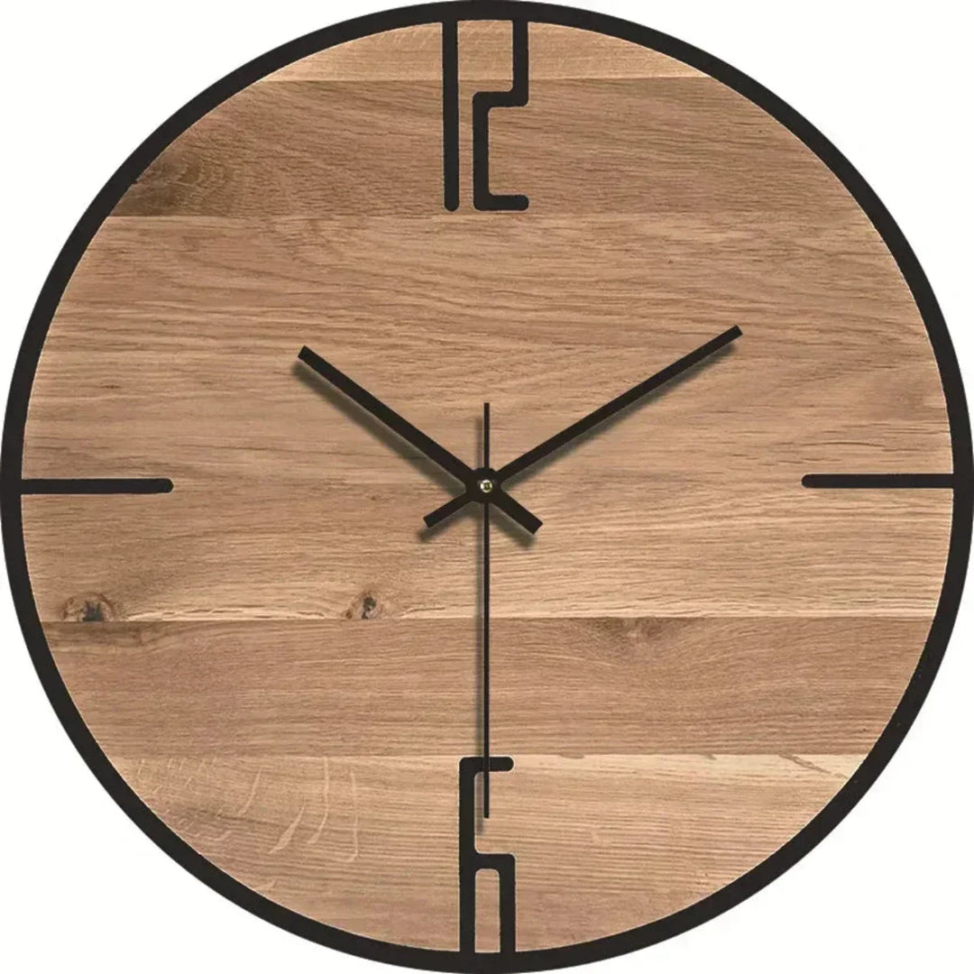 Horloge murale moderne et silencieuse, style scandinave, finition bois pour un décor contemporain.