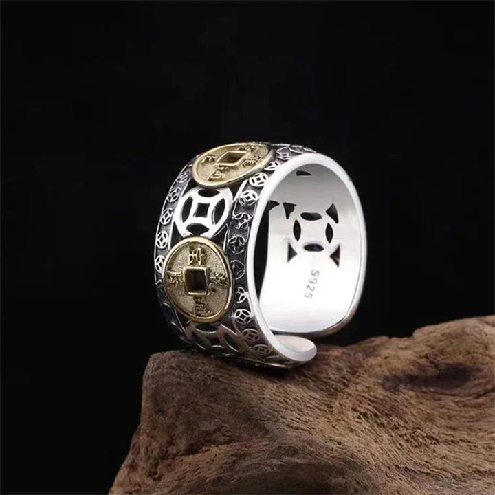 Élégant anneau Feng Shui unisexe en argent 925, bijou de prospérité, richesse et protection. Pour hommes et femmes.