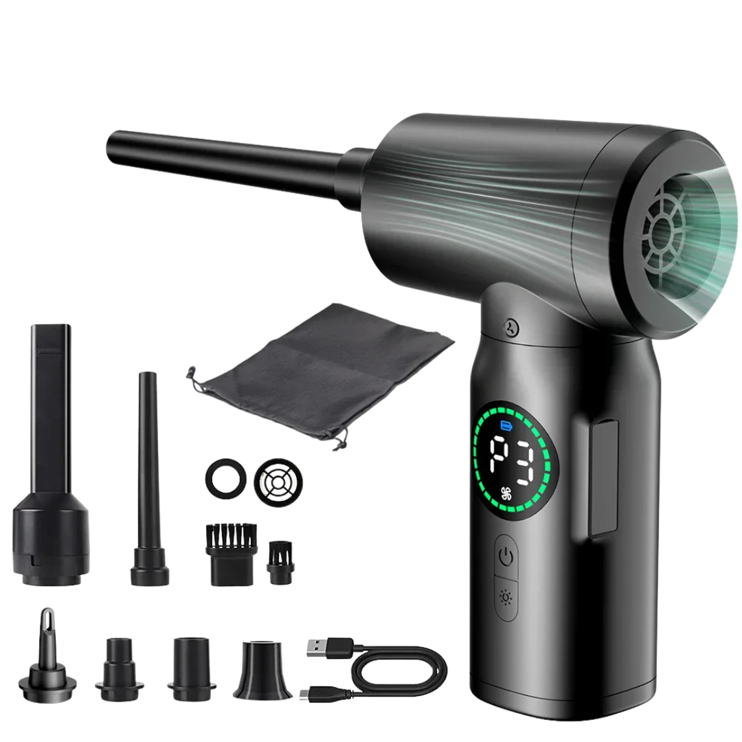 Puissant aspirateur souffleur 2-en-1 multifonctionnel avec LED pour nettoyage efficace clavier/auto.