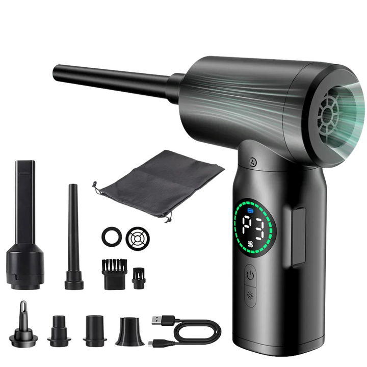 Puissant aspirateur souffleur 2-en-1 multifonctionnel avec LED pour nettoyage efficace clavier/auto.