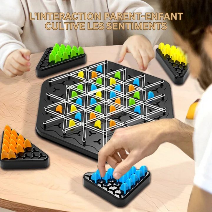 Amis adultes engagés dans une partie de MindMatrix, jeu de société de logique et stratégie stimulant l'esprit.
