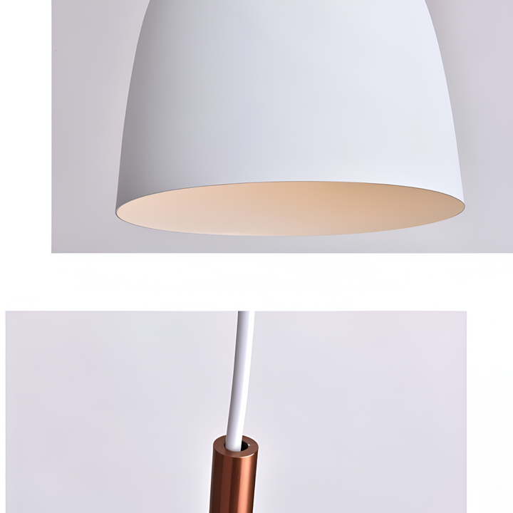 Décoration intérieure avec lampe macaron colorée, suspension dôme élégante.