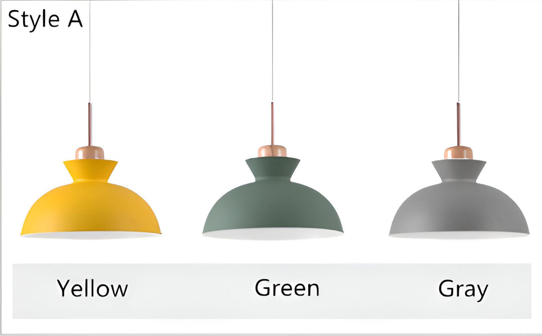 Luminaire dôme suspendu, couleurs vives style macaron, idéal pour déco moderne.