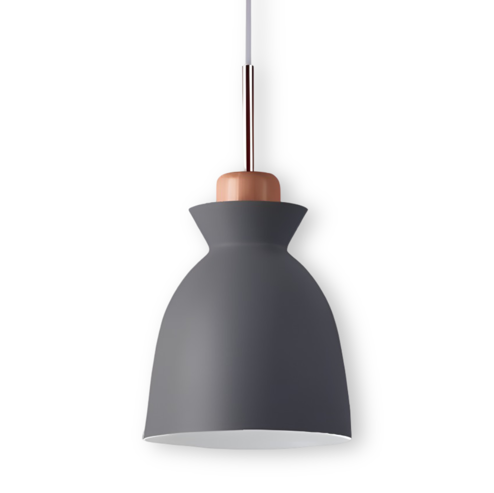 Lampe suspendue style macaron, colorée, design contemporain et lumière douce.