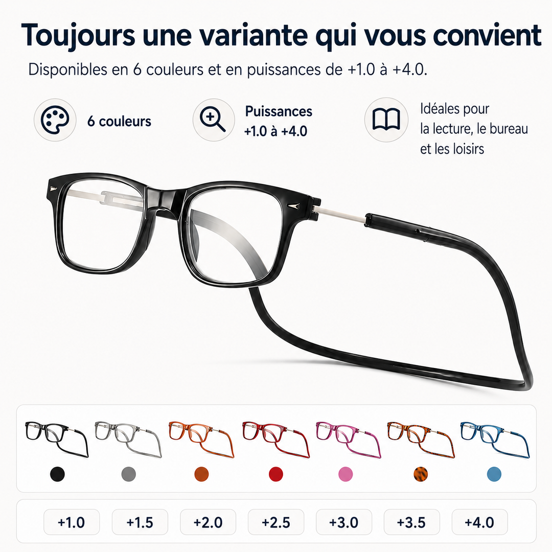 Vision nette et protégée grâce aux lunettes de lecture magnétiques anti-lumière bleue et anti-fatigue.