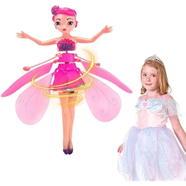Fée volante interactive pour enfants, contrôle gestuel. Jouet princesse ludique pour motricité fine et jeu.