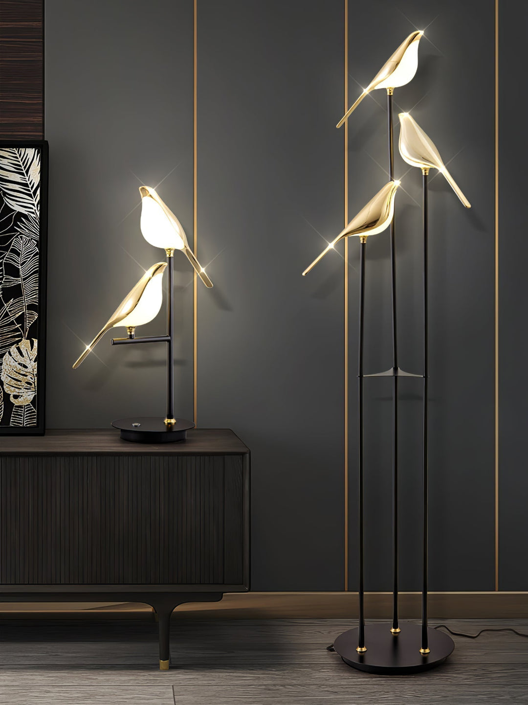 Design unique : Lampe sur pied LED Perchée de Pie, un ajout moderne et artistique à votre intérieur.