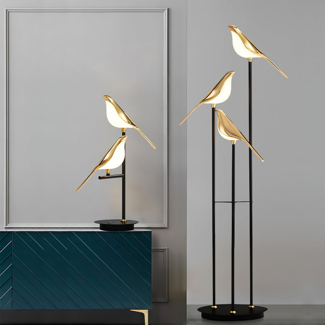 La lampe sur pied LED Perchée de Pie, son design moderne s'intègre parfaitement dans tout décor.