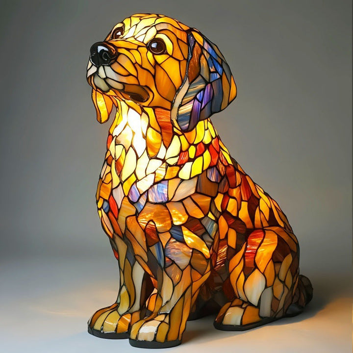 Lampe de nuit LED décorative chien en résine, ambiance chaleureuse pour toutes les pièces.