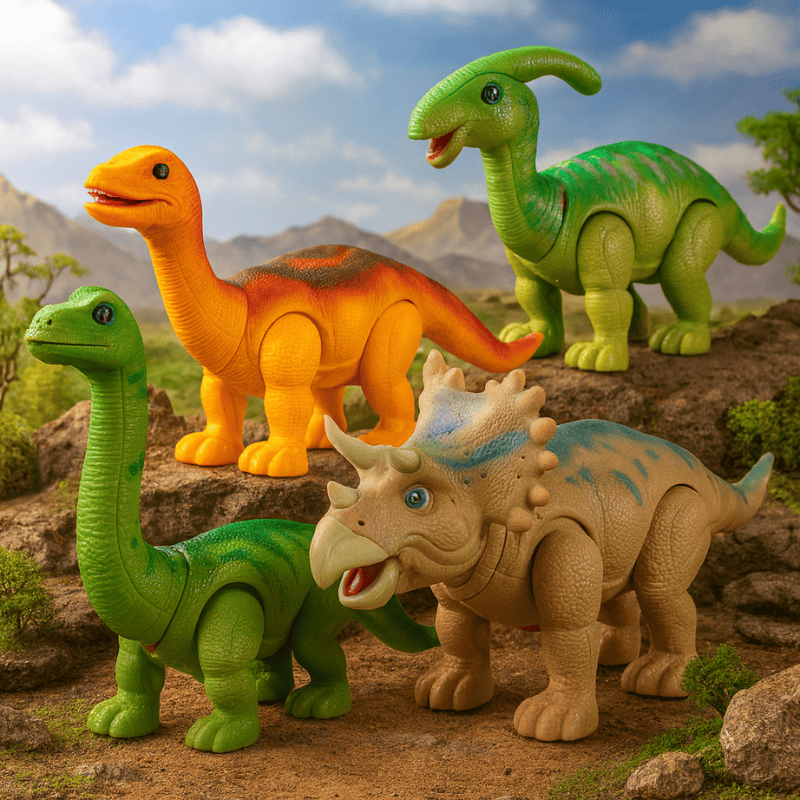 Jouet dinosaure interactif pour enfant avec sons, lumières LED et mécanisme de ponte d'œufs. Cadeau éducatif.