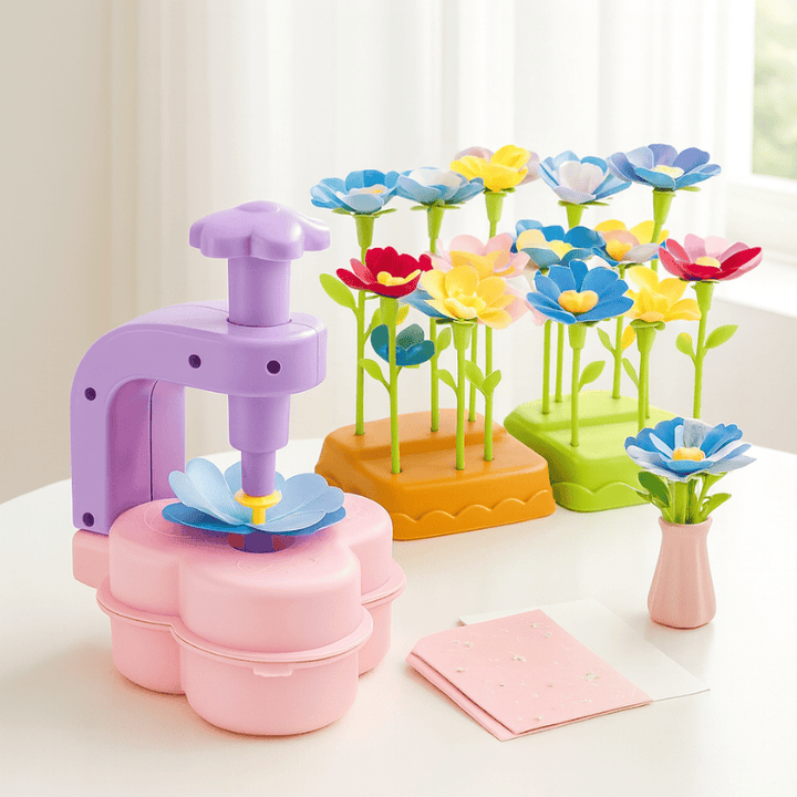 Kit créatif BloomiArt pour enfants: fabrication de bouquets de fleurs colorées, activité manuelle et éducative.