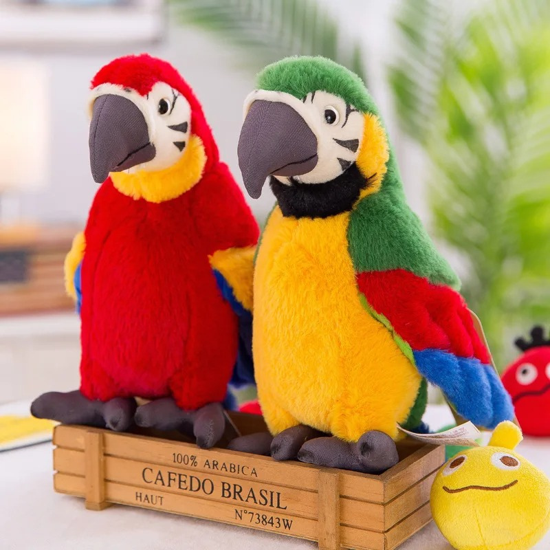 Perroquet interactif parlant en peluche douce pour enfant. Jouet éducatif idéal cadeau.