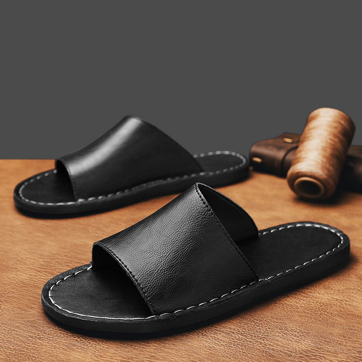 Chaussures confortables pour hommes, mules croisées noires, parfaites pour le printemps-été et les vacances.