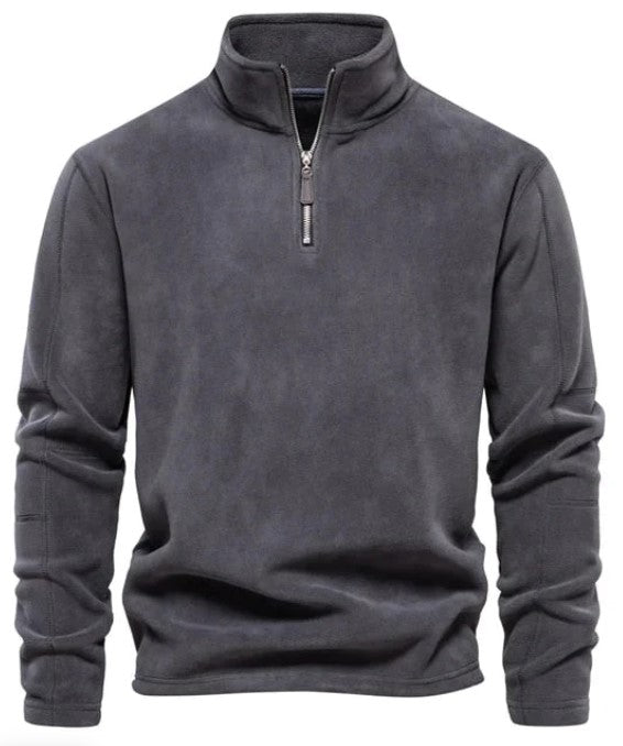 Pull zippé homme Kilian gris, élégant et confortable. Col montant, idéal pour un style décontracté moderne.