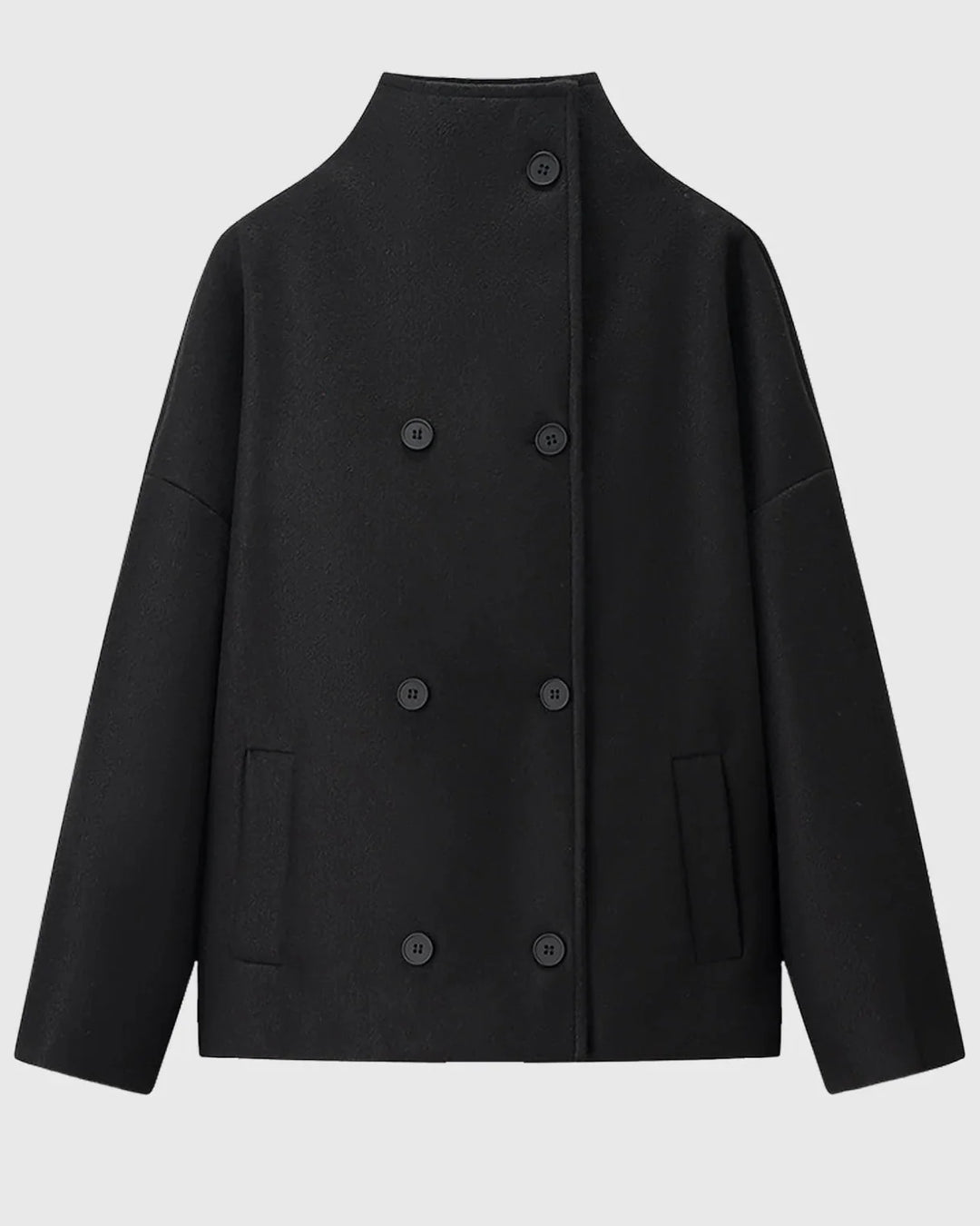 Caban femme en laine chaude, style classique, col montant, double boutonnage. Parfait pour l'hiver.