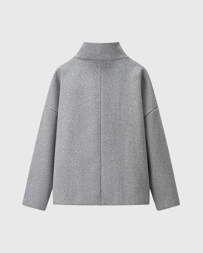 Manteau femme hiver: Caban en laine, col montant, double boutonnage. Idéal pour un look classique.