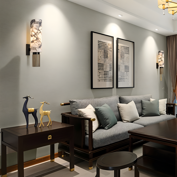 Éclairage intérieur: applique LED marbre cylindrique, touche moderne et naturelle pour couloir.