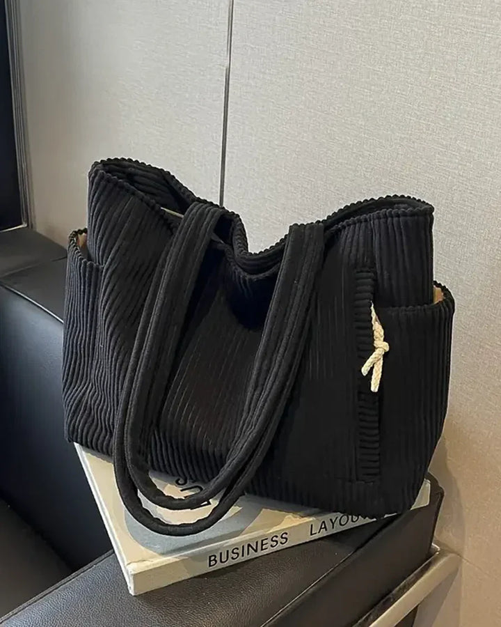 Sac cabas côtelé moderne femme, parfait pour le travail et le quotidien, avec grand rangement.