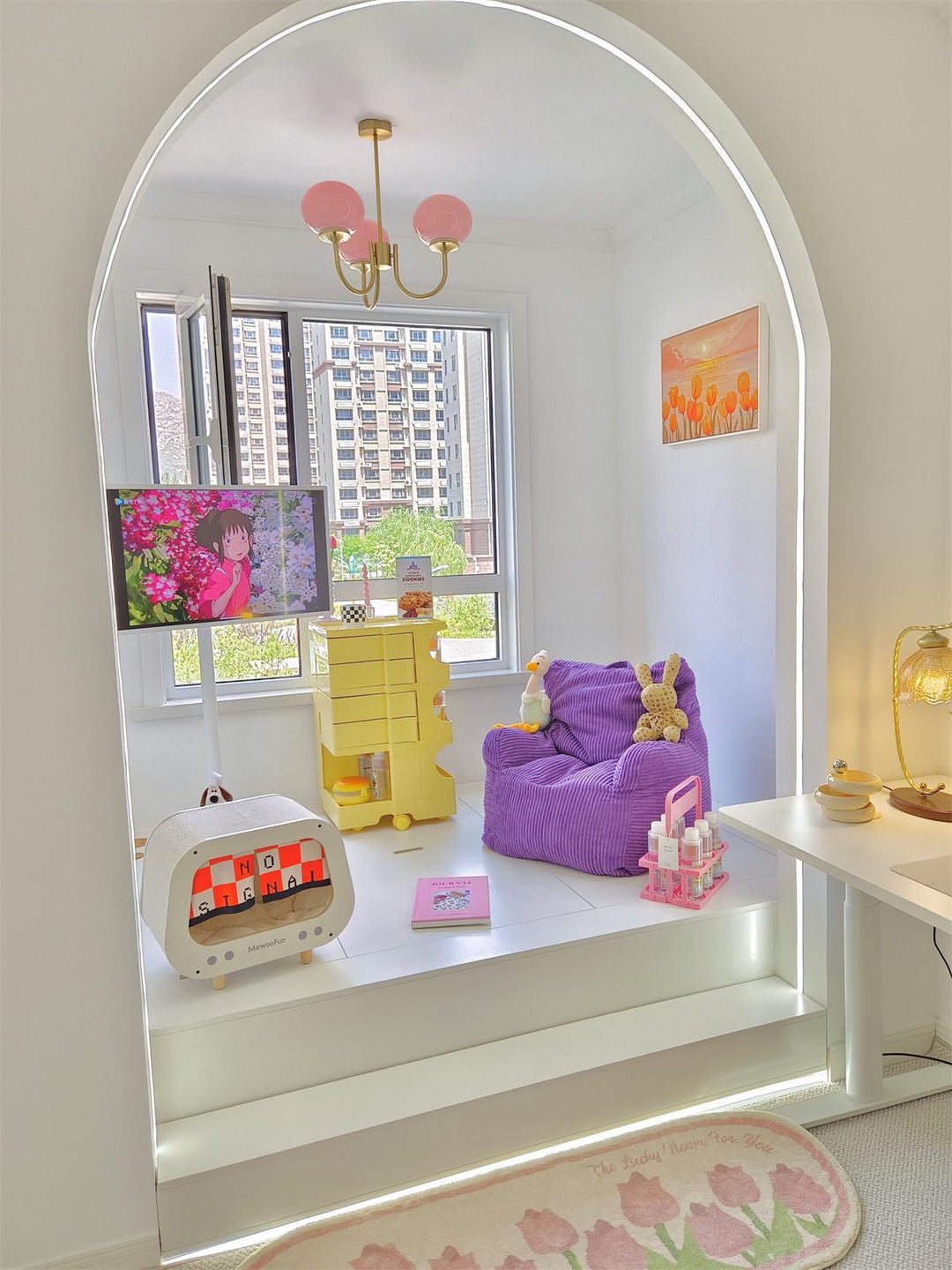 Lustre LED Marshmallow, luminaire pour salon cosy.