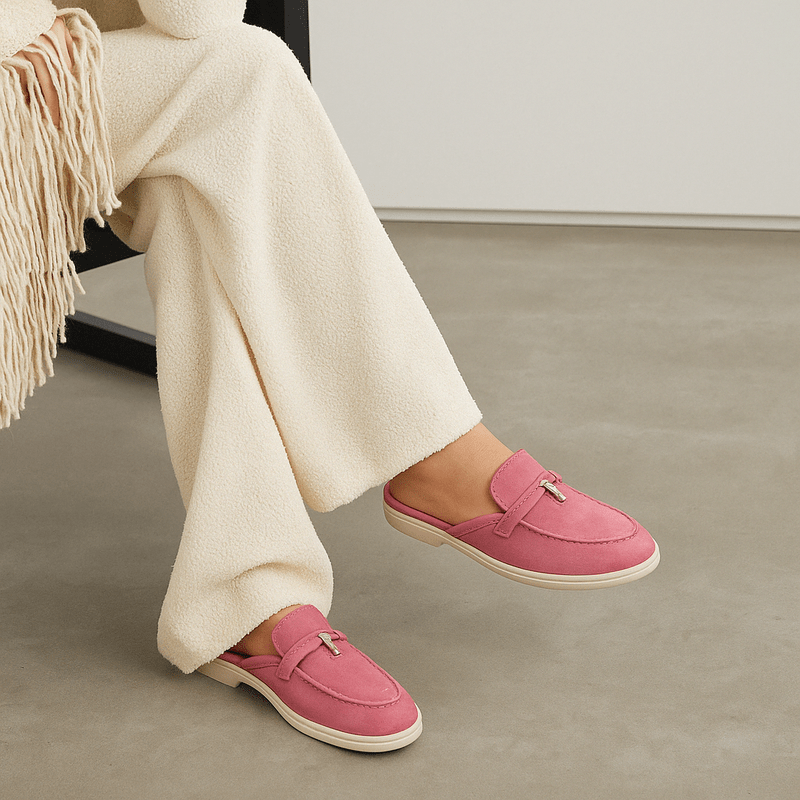 Sandales mules sans talon, confortables et élégantes avec boucle, mode femme été.