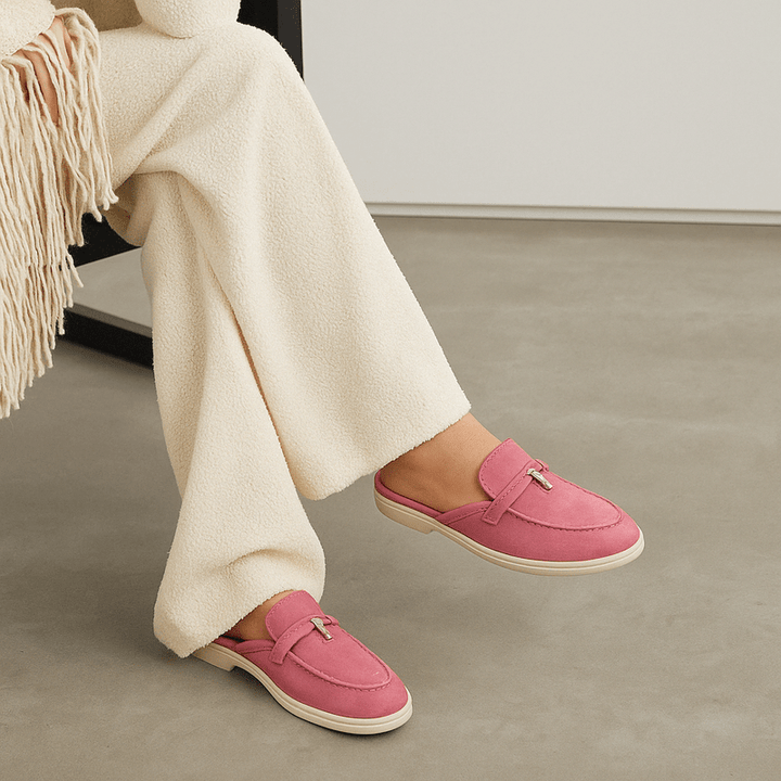 Sandales mules sans talon, confortables et élégantes avec boucle, mode femme été.