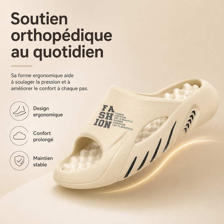 Chausson confort unisexe, semelle orthopédique, antidérapante, doux pour l'été.