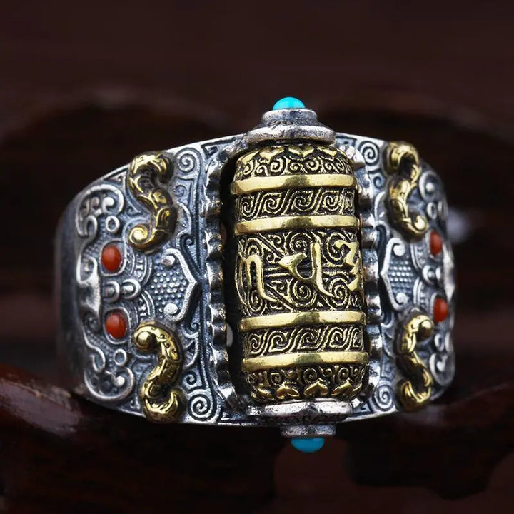 Bague rotative unisexe en argent 925, design élégant et porte-bonheur. Bijou ajustable et tendance, parfait pour cadeau.